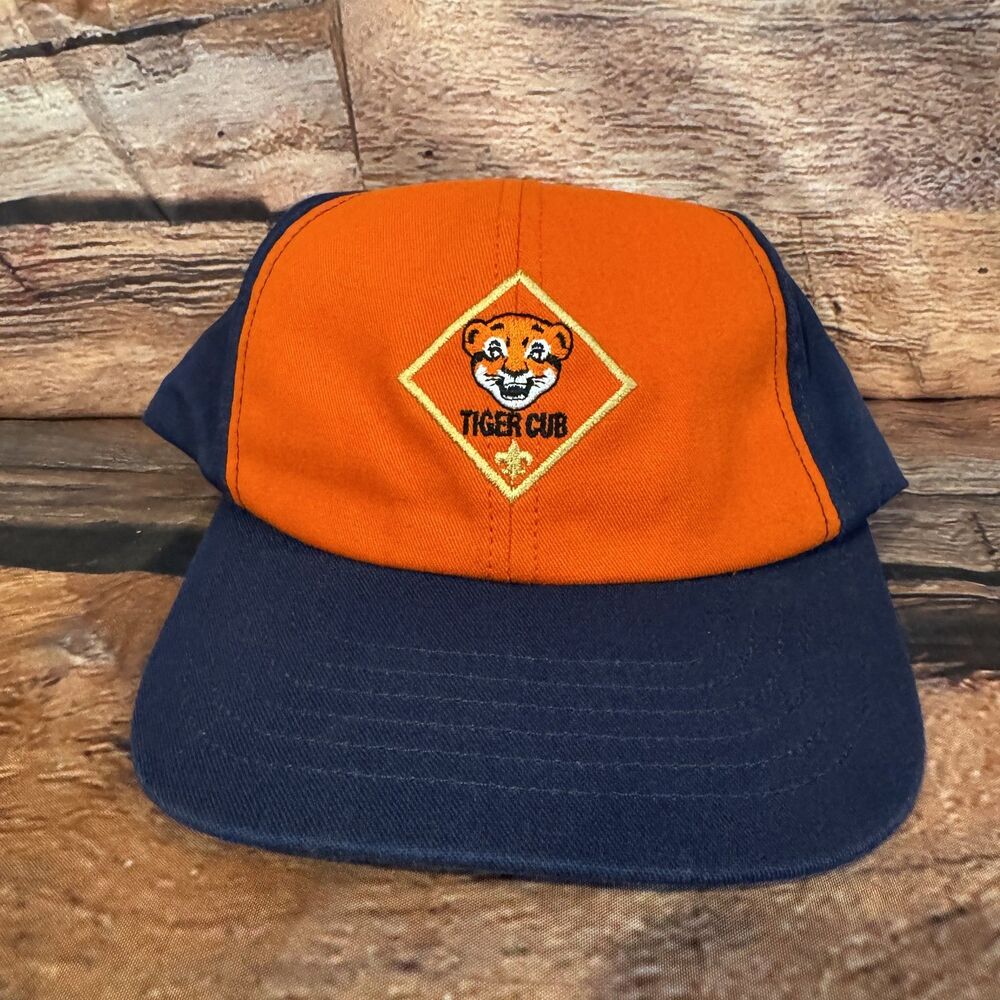 Vintage Boy Scouts of America Tiger Cub Hat Cap Snapback BSA Youth Uniform M/L